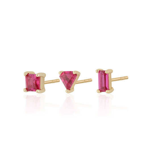 SP Square Fuchsia Stud Earrings