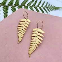 Load image into Gallery viewer, Fern Hoop Earrings