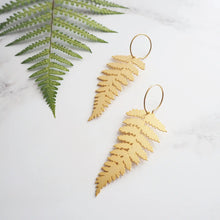 Load image into Gallery viewer, Fern Hoop Earrings