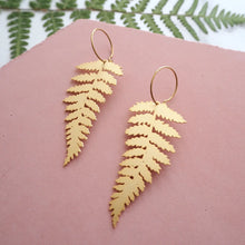 Load image into Gallery viewer, Fern Hoop Earrings