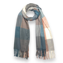 Load image into Gallery viewer, Woolmix Check Scarf with Tassels