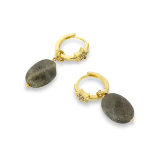 Ashiana | Raven Huggie Earrings | Labradorite