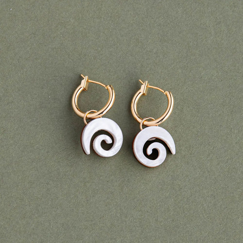 Swirl Hoop Earrings | White Marble