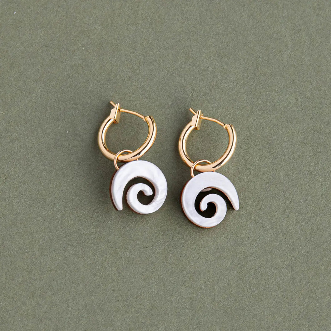 Swirl Hoop Earrings | White Marble