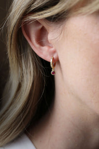 Birthstone Hoop Earrings Gold