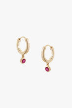 Load image into Gallery viewer, Birthstone Hoop Earrings Gold