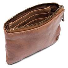 Load image into Gallery viewer, Chestnut brown leather coin purse from Depeche with zip closure at the top.