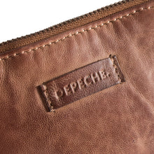 Load image into Gallery viewer, Chestnut brown leather coin purse from Depeche with zip closure at the top.