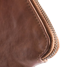 Load image into Gallery viewer, Chestnut brown leather coin purse from Depeche with zip closure at the top.